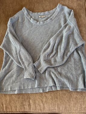 Light Blue Waffle Knit Women's Sweater